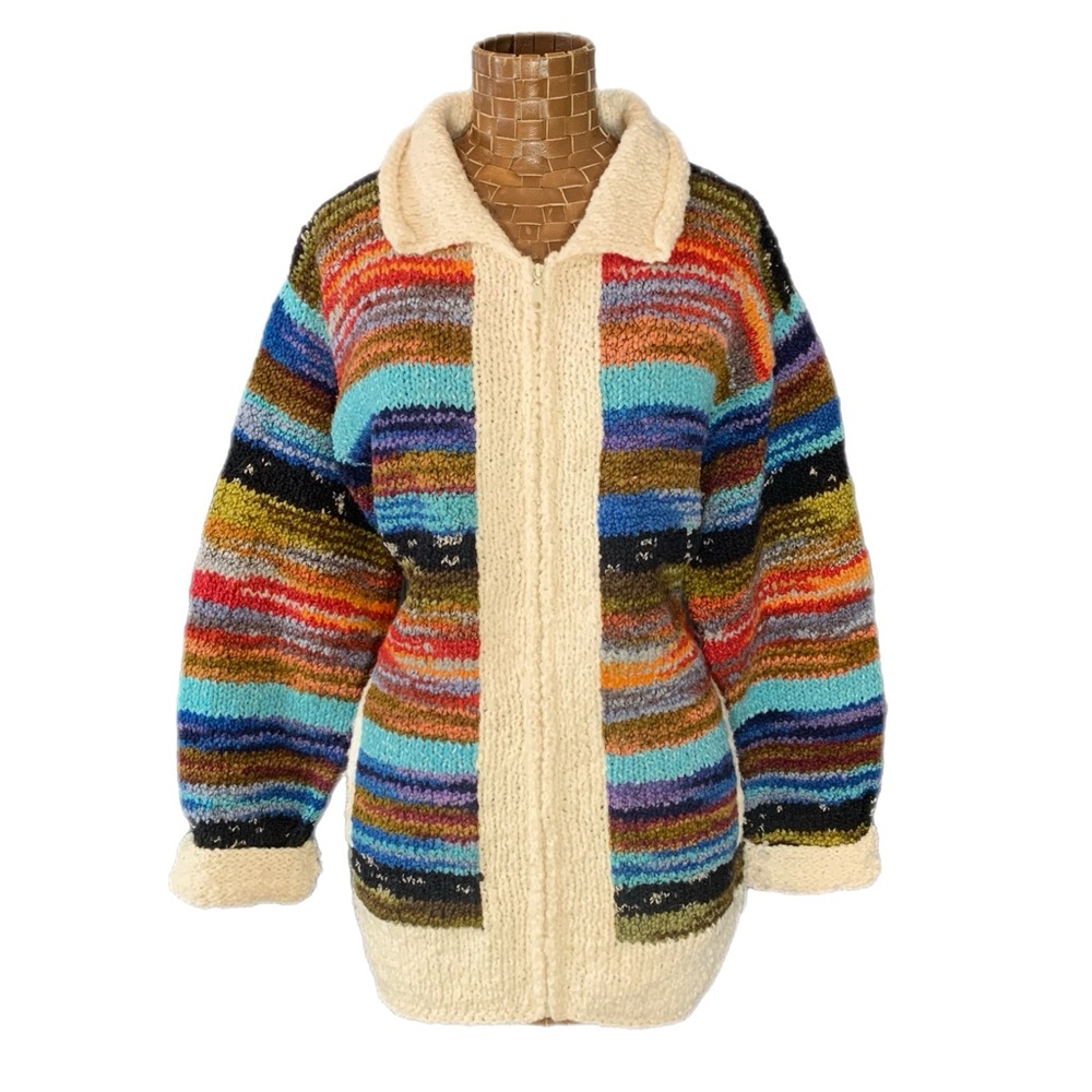 Vintage Made In Ecuador 100% Wool Zip Up Sweater